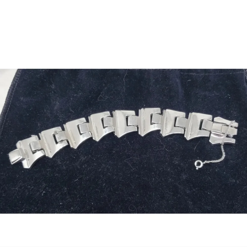Vintage JOMAZ Joseph Mazer Art Deco Rhinestone Silver Rhodium Plated Bracelet - Picture 3 of 8